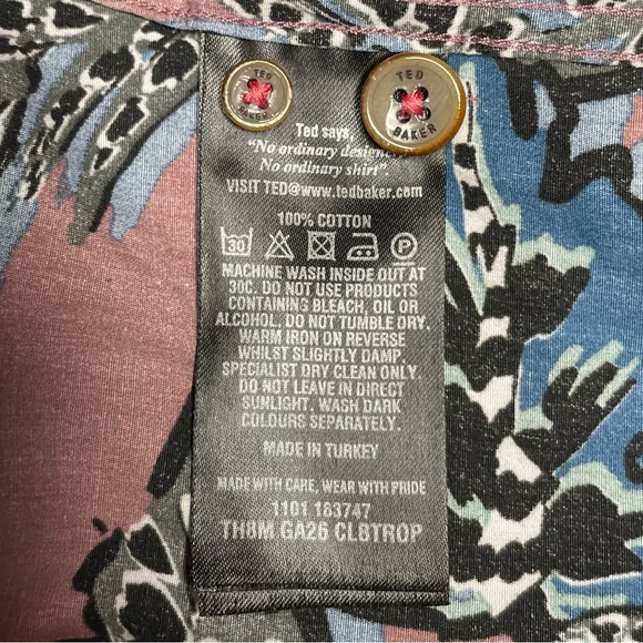 Ted Baker London Men’s Short Sleeve Shirt Size 5 Button Down Floral 100% Cotton - Picture 8 of 10